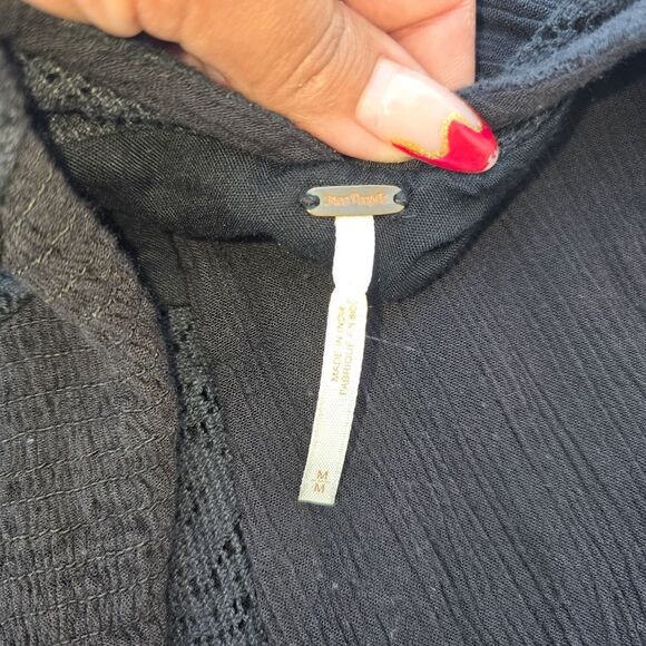 Free People Mohave Embroidered Mini Dress in Black Size Medium - Picture 8 of 9